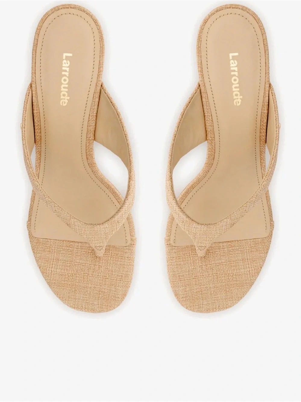 Larroude - Gaia Low Wedge In Beige Raffia